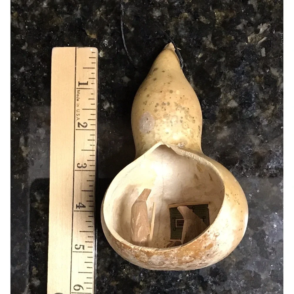 Vintage Nativity Gourd‎ Christmas Tree Ornament Folk Art